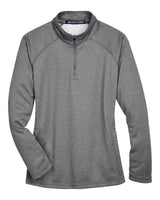 Devon & Jones Women's Stretch Tech-Shell® Compass Quarter-Zip Pullover. DG440W - Dark Grey Heather