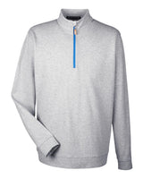 Devon & Jones Men's DRYTEC20™ Performance Quarter-Zip Pullover. DG479 - Grey Heather/ Grey H/ French Blue
