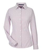 Devon & Jones Women's CrownLux Performance® Micro Windowpane Woven Dress Shirt. DG540W - Burgundy/ White