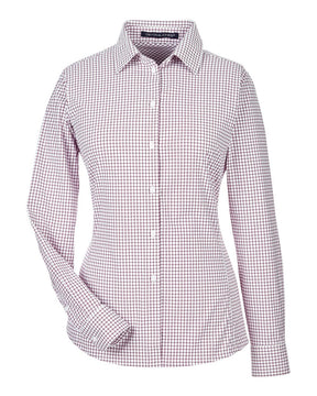 Devon & Jones Women's CrownLux Performance® Micro Windowpane Woven Dress Shirt. DG540W - Burgundy/ White