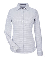 Devon & Jones Women's CrownLux Performance® Micro Windowpane Woven Dress Shirt. DG540W - Navy/ White