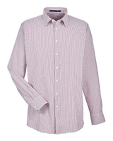 Devon & Jones Men's CrownLux Performance® Micro Windowpane Woven Dress Shirt. DG540 - Burgundy/ White