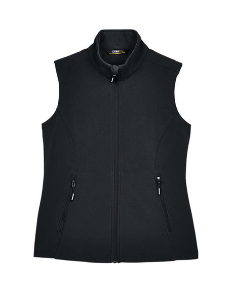 CORE365 Women's Cruise Two-Layer Fleece Bonded Soft Shell Vest. CE701W - Black