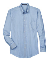Devon & Jones Men's Crown Collection® Banker Stripe Woven Dress Shirt. D645 - French Blue
