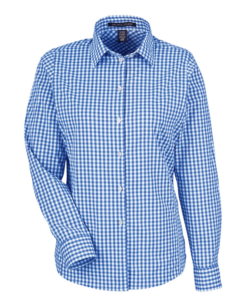 Devon & Jones Women's CrownLux Performance® Gingham Dress Shirt. DG536W - French Blue/ White