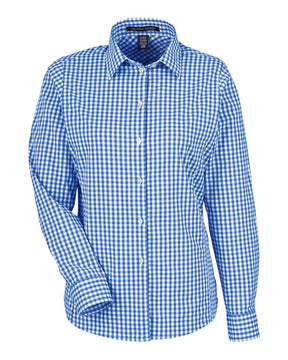 Devon & Jones Women's CrownLux Performance® Gingham Dress Shirt. DG536W - French Blue/ White