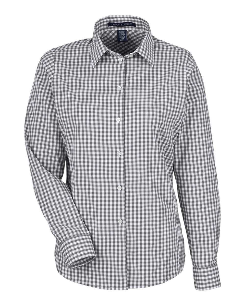 Devon & Jones Women's CrownLux Performance® Gingham Dress Shirt. DG536W - Graphite/ White