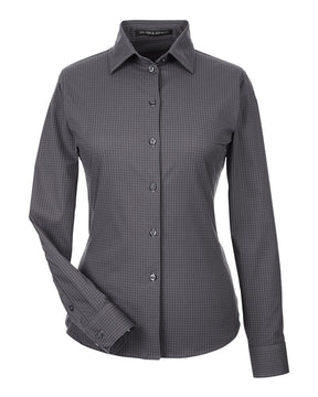 Devon & Jones Women's CrownLux Performance® Tonal Mini Check Woven Dress Shirt. DG535W - Carbon