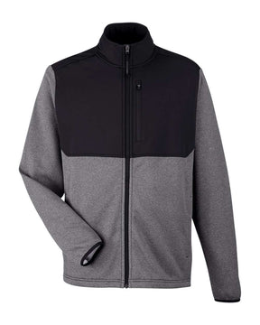 CORE365 Men's Venture Heathered Stripe Hybrid Jacket. CE74 - Black/ White