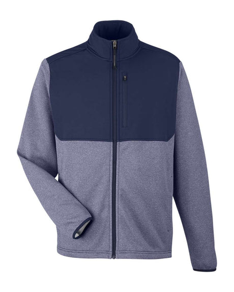 CORE365 Men's Venture Heathered Stripe Hybrid Jacket. CE74 - Classic Navy/ White