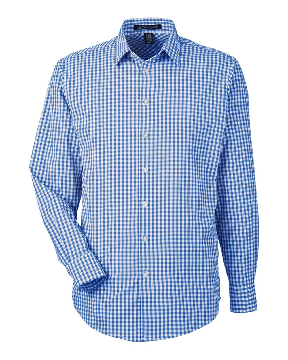 Devon & Jones Men's CrownLux Performance® Gingham Dress Shirt. DG536 - French Blue/ White