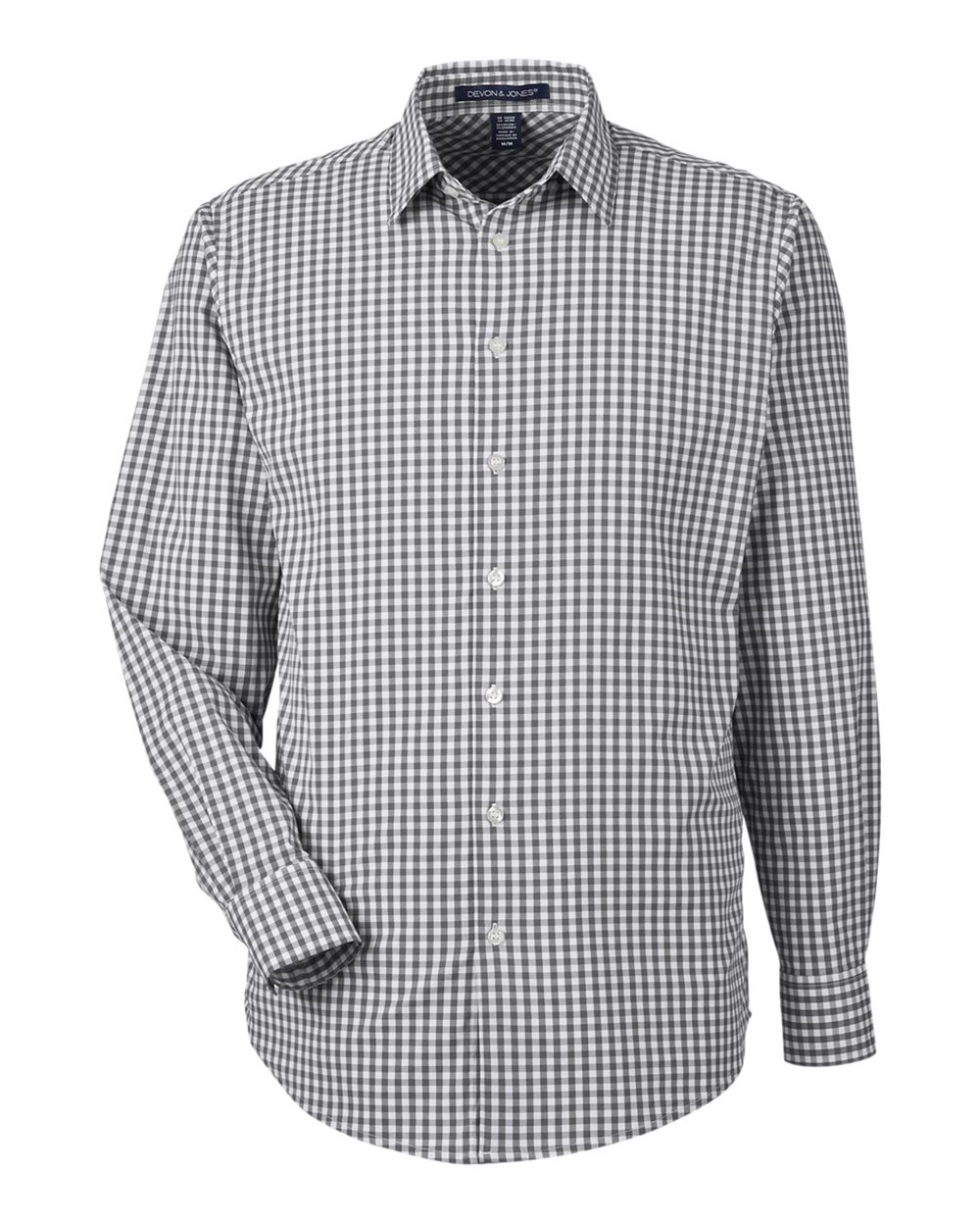 Devon & Jones Men's CrownLux Performance® Gingham Dress Shirt. DG536 - Graphite/ White