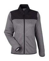 CORE365 Women's Venture Heathered Stripe Hybrid Jacket. CE74W - Black/ White