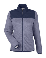 CORE365 Women's Venture Heathered Stripe Hybrid Jacket. CE74W - Classic Navy/ White