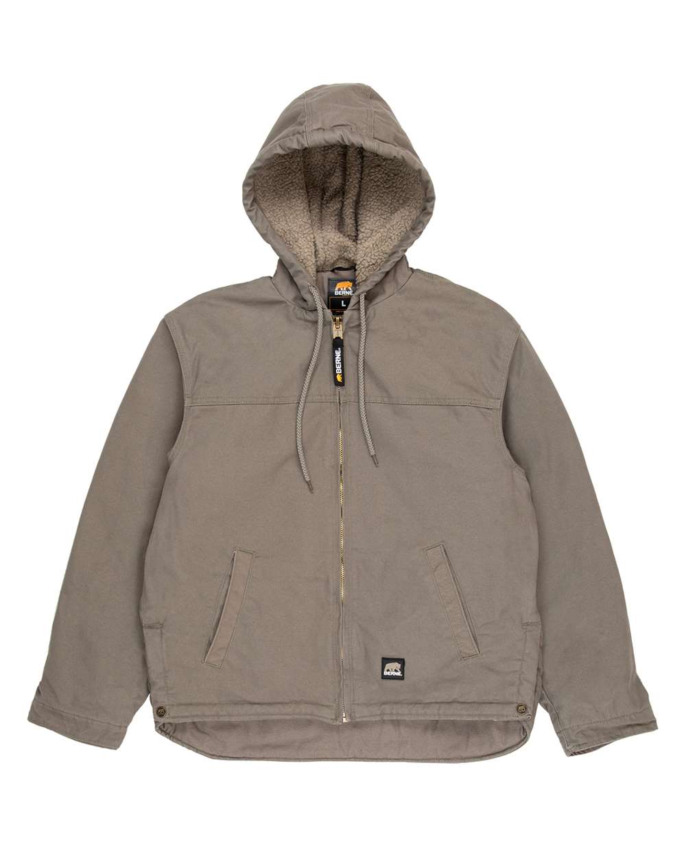 Berne Apparel Men's Heartland Washed Duck Hooded Work Coat. HJ626 - Greystone