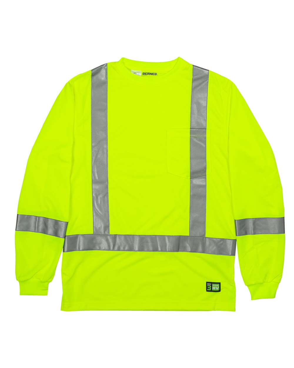 Berne Apparel Men's Hi-Vis Class 3 Performance Pocket T-Shirt. HVK013 - Yellow