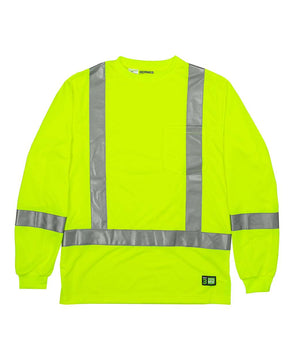 Berne Apparel Men's Hi-Vis Class 3 Performance Pocket T-Shirt. HVK013 - Yellow
