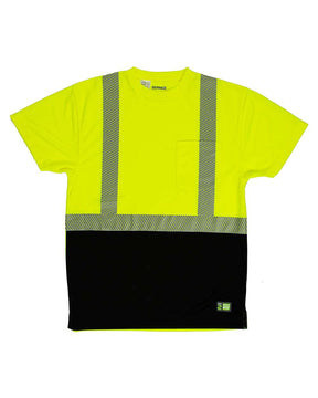 Berne Apparel Men's Hi-Vis Class 2 Color Blocked Pocket T-Shirt. HVK017 - Hi Vis Yellow