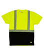 Berne Apparel Men's Hi-Vis Class 2 Color Blocked Pocket T-Shirt. HVK017 - Hi Vis Yellow