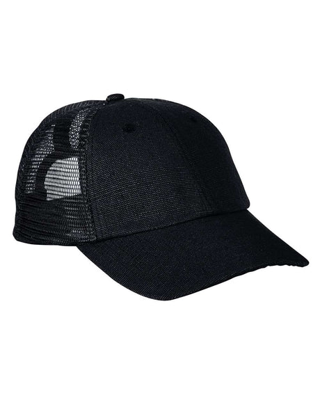 econscious Washed Hemp Soft Mesh Trucker Cap. EC7095 - Black/ Black