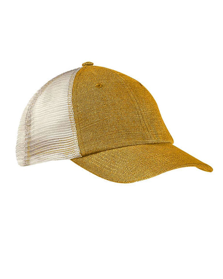 econscious Washed Hemp Soft Mesh Trucker Cap. EC7095 - Old Gold/ Oyster