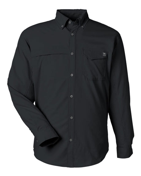 HUK Men's Tide Point Pocket Fishing Shirt. H150172 - Black