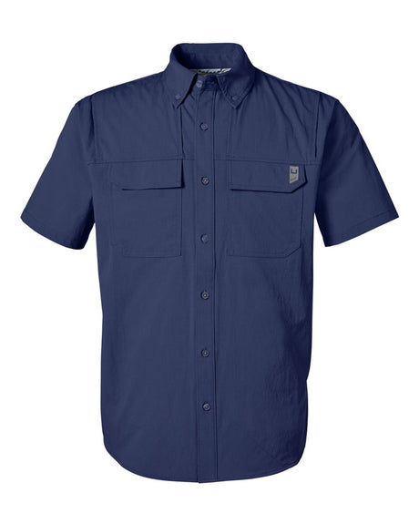 HUK Men's Creekbed Short Sleeve Shirt. H150183 - Naval Academy