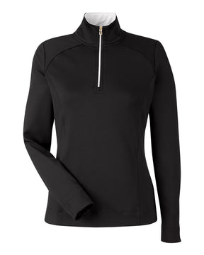 Fairway & Greene Women's Wells Tech Quarter-Zip Pullover. F12250 - Black/ White