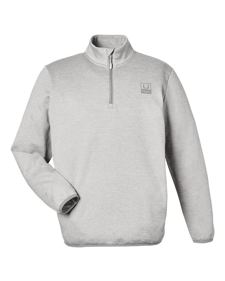HUK Men's Coldfront+ Quarter-Zip Pullover. H130098 - Harbor Mist Heather
