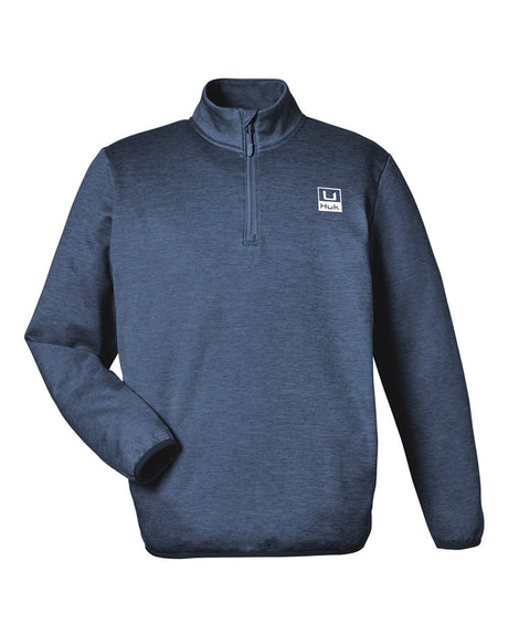 HUK Men's Coldfront+ Quarter-Zip Pullover. H130098 - Naval Academy Heather