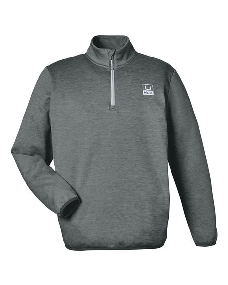 HUK Men's Coldfront+ Quarter-Zip Pullover. H130098 - Volcanic Ash Heather