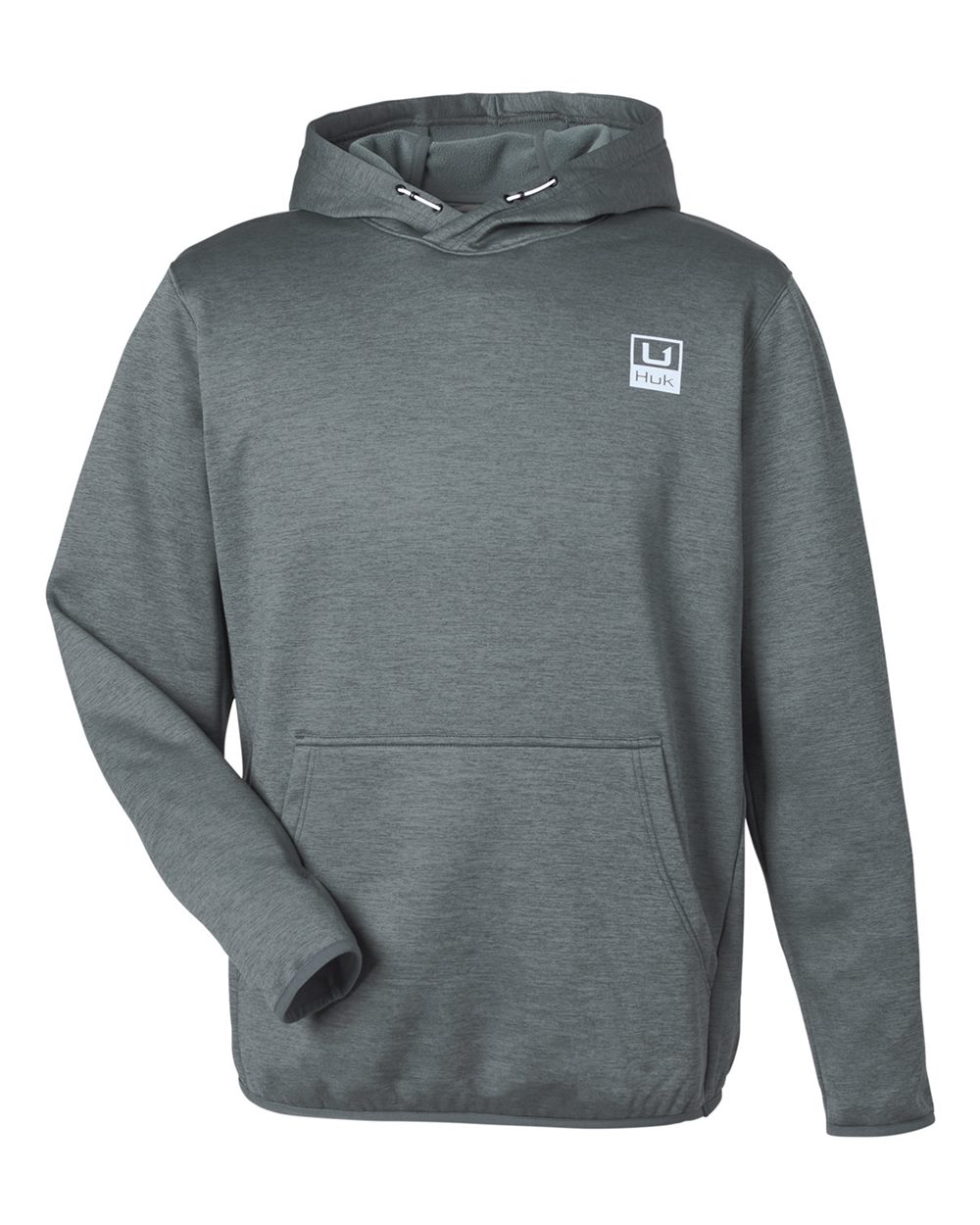 HUK Men's Coldfront+ Performance Hooded Sweatshirt. H130093 - Volcanic Ash Heather