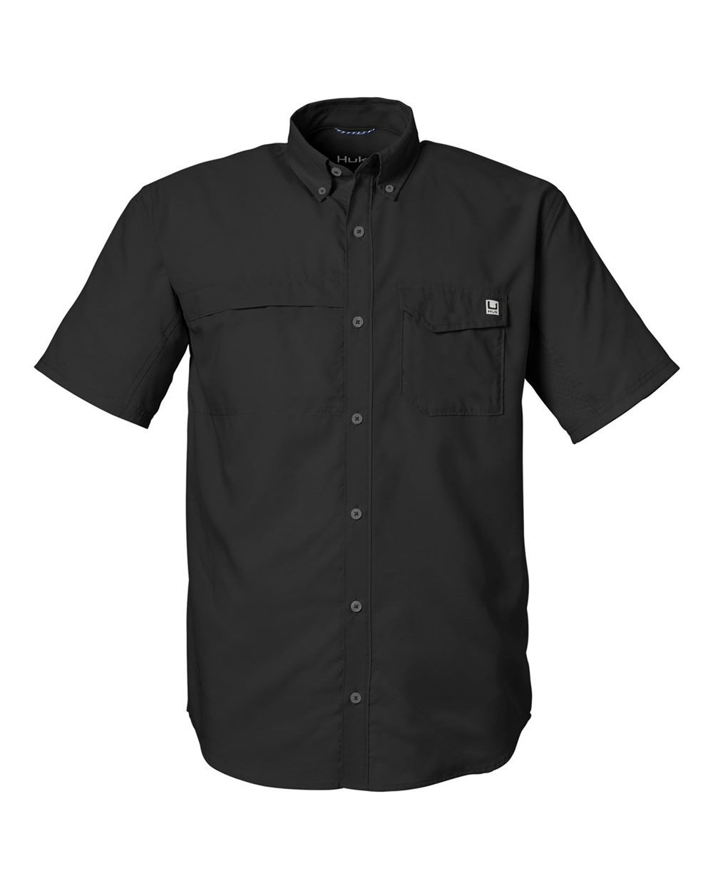 HUK Men's Tide Point Short Sleeve Shirt. H150171 - Black
