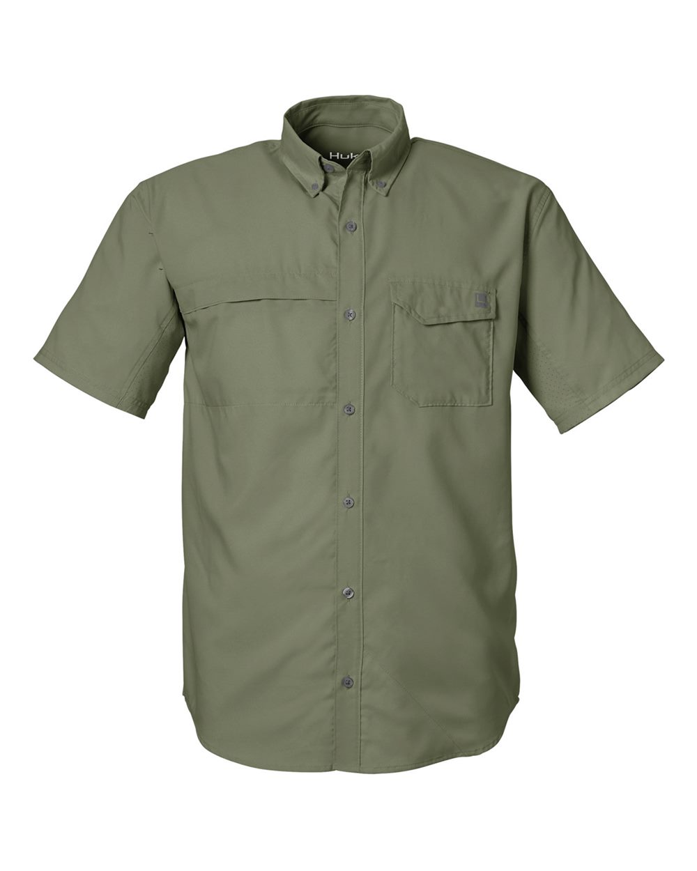 HUK Men's Tide Point Short Sleeve Shirt. H150171 - Moss