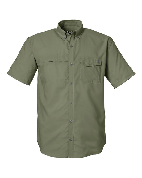 HUK Men's Tide Point Short Sleeve Shirt. H150171 - Moss