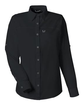 HUK Women's Tide Point Shirt. H615006 - Black