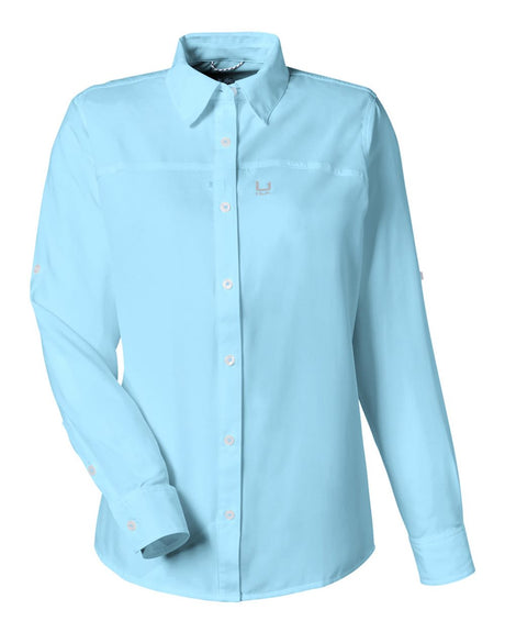 HUK Women's Tide Point Shirt. H615006 - Crystal Blue