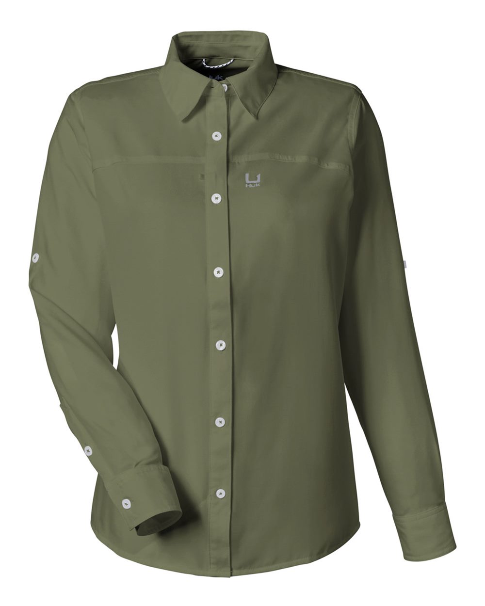 HUK Women's Tide Point Shirt. H615006 - Moss