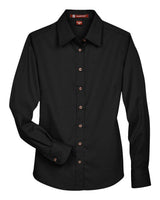 Harriton Women's Easy Blend™ Twill Dress Shirt with Stain-Release. M500W - Black