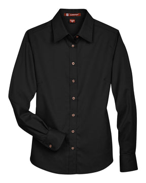 Harriton Women's Easy Blend™ Twill Dress Shirt with Stain-Release. M500W - Black
