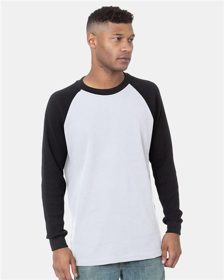Bayside Men's USA-Made Heavyweight Waffle Knit Thermal Raglan T-Shirt. 8211