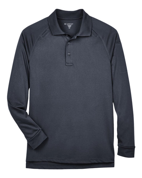 Harriton Men's Advantage Long Sleeve Tactical Polo. M211L - Dark Charcoal