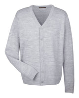Harriton Men's Pilbloc™ V-Neck Button Cardigan Sweater. M425 - Grey Heather
