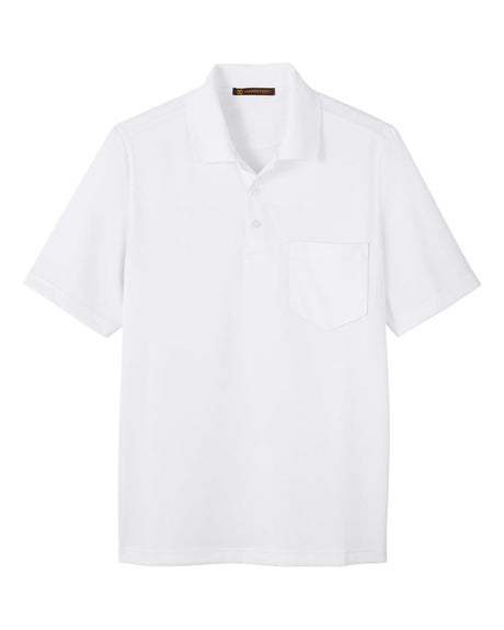 Harriton Men's Advantage Snag Protection Plus IL Pocket Polo. M348P - White