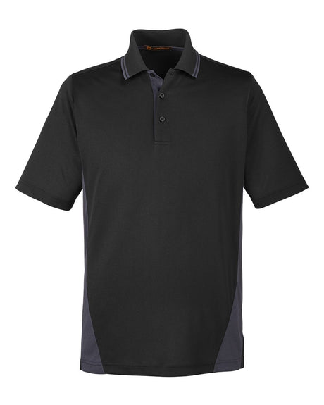 Harriton Men's Flash Snag Protection Plus IL Colorblock Polo. M386 - Black/ Dark Charcoal