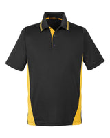Harriton Men's Flash Snag Protection Plus IL Colorblock Polo. M386 - Black/ Sunray Yellow