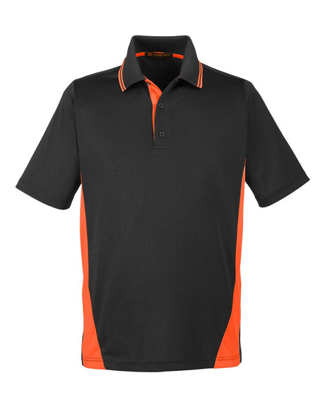 Harriton Men's Flash Snag Protection Plus IL Colorblock Polo. M386 - Black/ Team Orange