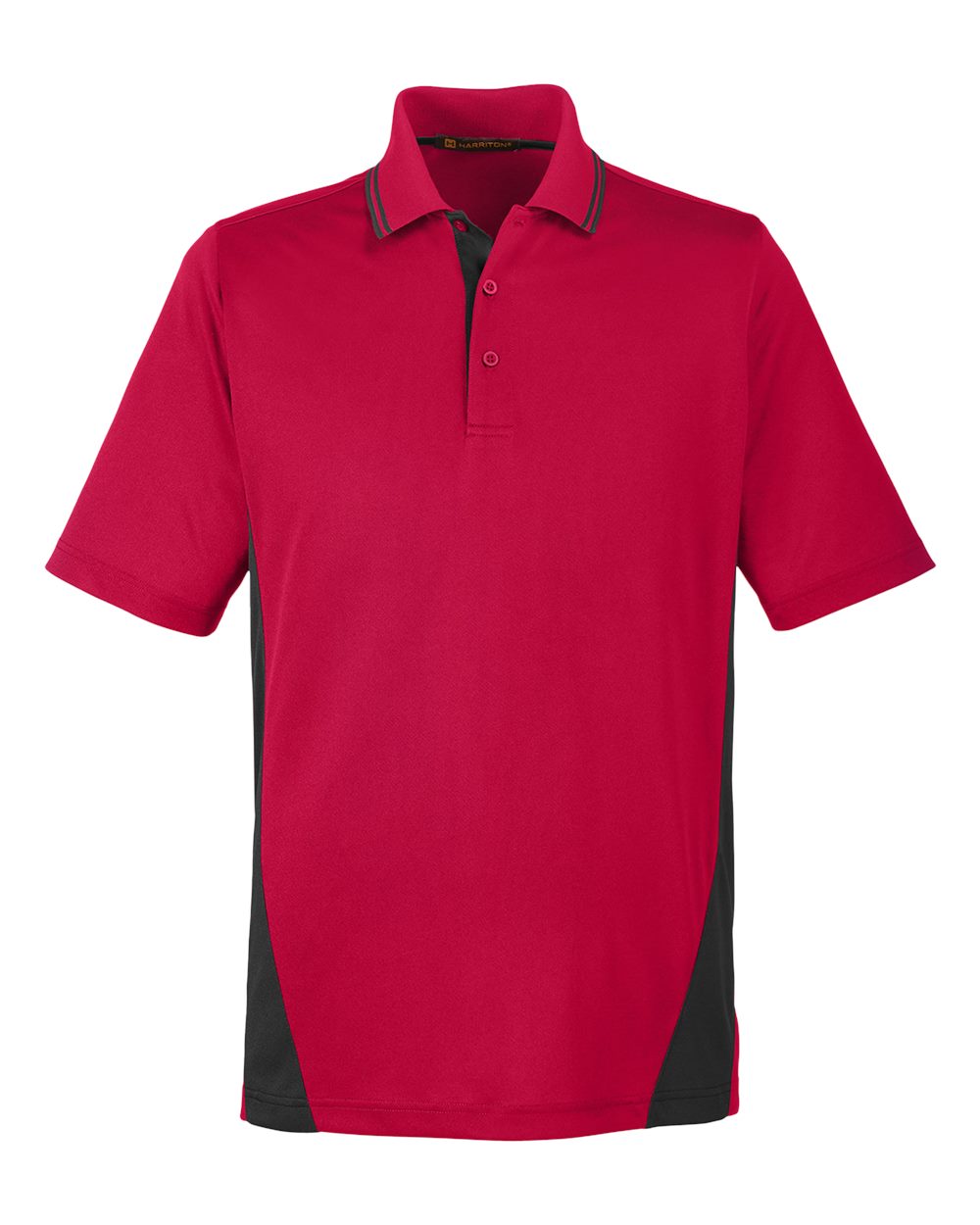 Harriton Men's Flash Snag Protection Plus IL Colorblock Polo. M386 - Red/ Black