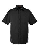 Harriton Men's Flash IL Colorblock Shirt. M586 - Black/ Dark Charcoal