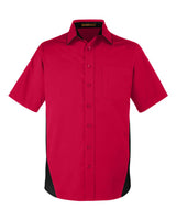 Harriton Men's Flash IL Colorblock Shirt. M586 - Red/ Black